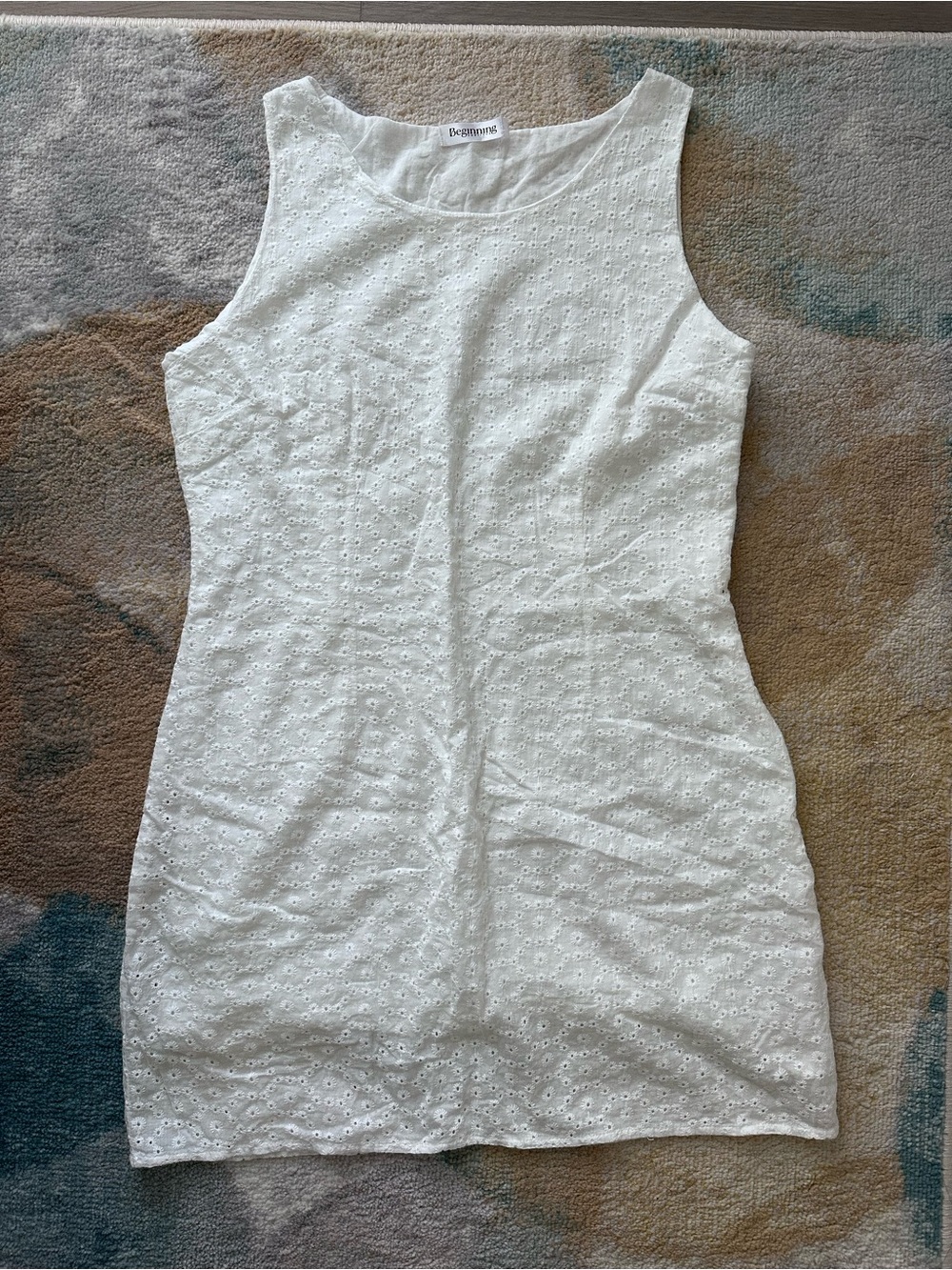Beginning Boutique White Eyelet Sleeveless Shift Dress